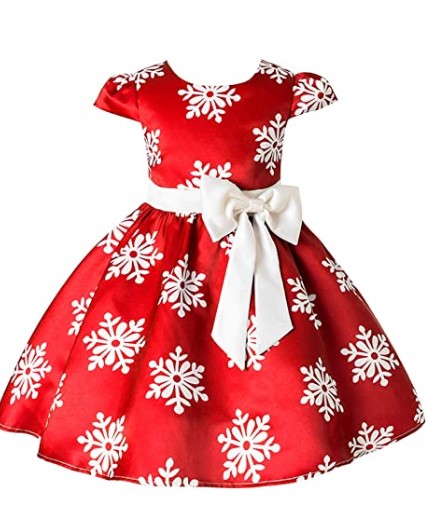 Christmas Dresses For Girls-2-9 Years Christmas Holiday Dress for Toddler Girls Snow Party Queen Dress Snowman Silk Christmas Flower Dress