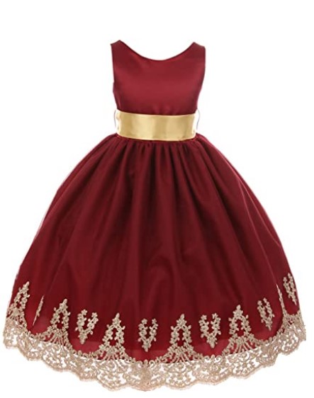 Christmas Dresses For Girls-Little Girls Sleeveless Lace Embroider Party Holiday Dressy Flower Girl Dress